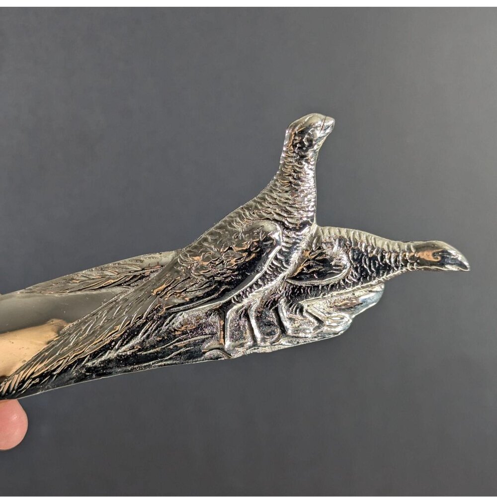 Silver Metal Pheasant Letter Opener: Chromed Desk Accessory